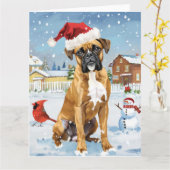 Boxer Hond Winter Wonderland Kerstvreugde Kaart (Gele Bloem)