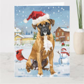 Boxer Hond Winter Wonderland Kerstvreugde Kaart (Voorkant)