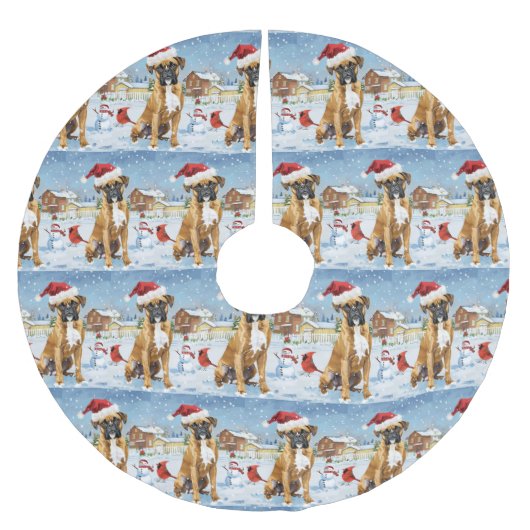 Boxer Hond Winter Wonderland Kerstvreugde Kerstboom Rok (Voorkant)