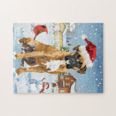 Boxer Hond Winter Wonderland Kerstvreugde Legpuzzel (Horizontaal)