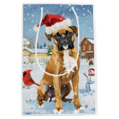 Boxer Hond Winter Wonderland Kerstvreugde Medium Cadeauzakje (Voorkant)