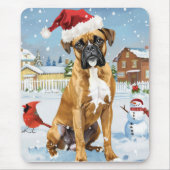 Boxer Hond Winter Wonderland Kerstvreugde Muismat (Voorkant)