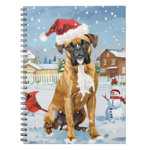 Boxer Hond Winter Wonderland Kerstvreugde Notitieboek