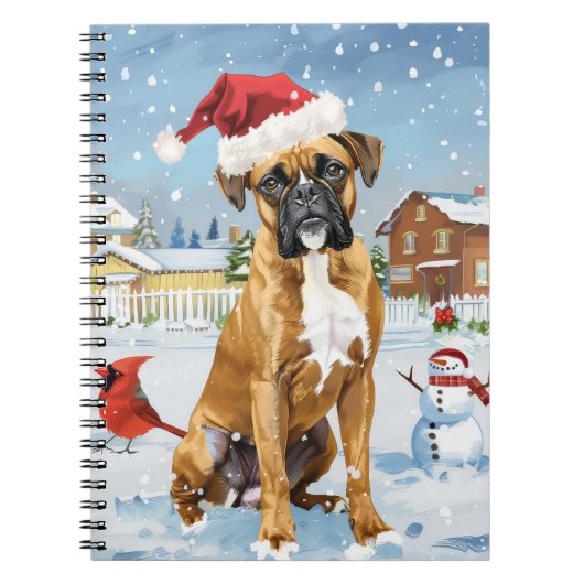 Boxer Hond Winter Wonderland Kerstvreugde Notitieboek (Voorkant)