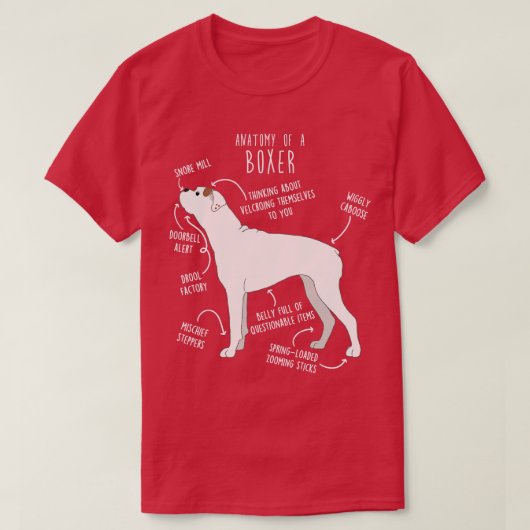 Boxer Hond Wit Check Anatomie 1 T-shirt (Design voorkant)