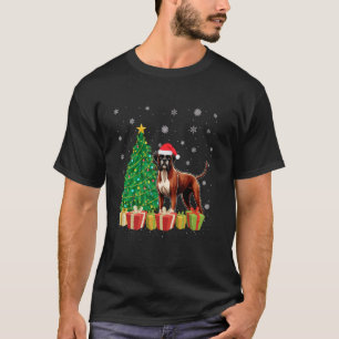 Boxer Hond Xmas Tree Verlichting Santa Hat Boxer H T-shirt