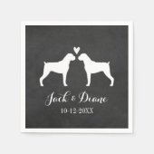 Boxer Honden Bruiloft Paar met Aangepaste Tekst Servetten (Voorkant)