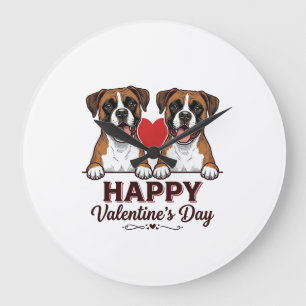 Boxer Honden Fijne Valentijnsdag Vintage Grote Klok