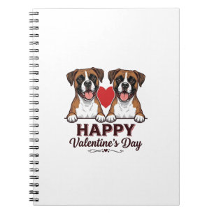 Boxer Honden Fijne Valentijnsdag Vintage Notitieboek
