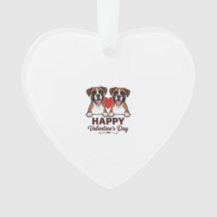 Boxer Honden Fijne Valentijnsdag Vintage Ornament