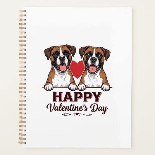 Boxer Honden Fijne Valentijnsdag Vintage Planner (Voorkant)