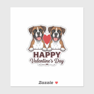 Boxer Honden Fijne Valentijnsdag Vintage Sticker