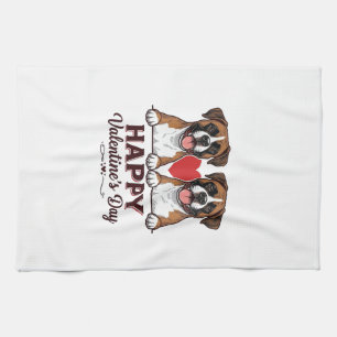 Boxer Honden Fijne Valentijnsdag Vintage Theedoek