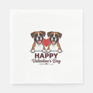 Boxer Honden Gelukkige Valentijnsdag Vintage Servet