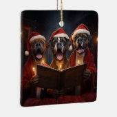 Boxer Honden Kerstmis Caroling Feestelijke Vakanti Keramisch Ornament (Rechts)