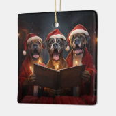 Boxer Honden Kerstmis Caroling Feestelijke Vakanti Keramisch Ornament (Links)