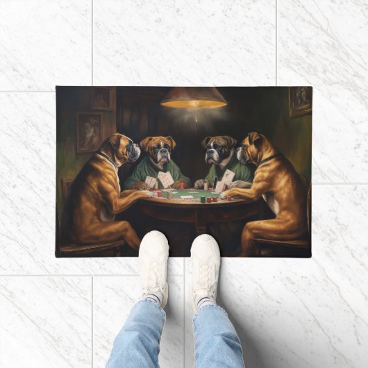 Boxer Honden Spelen Poker Art Deurmat (Binnen)