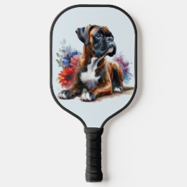 Boxer Hondenbloemen: speelse pup & bloemeneleganti Pickleball Paddle