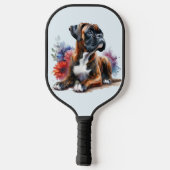 Boxer Hondenbloemen: speelse pup & bloemeneleganti Pickleball Paddle (Achterkant)