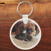 Boxer Hondenliefhebber Aangepaste foto Sleutelhang Sleutelhanger (Voorkant)