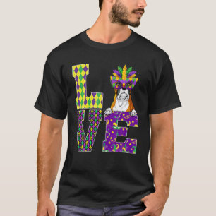 Boxer Hondenliefhebber I Love Mardi Gras Costume M T-shirt