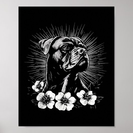 Boxer Hondenliefhebber Retro Style Tattoo _1 Poster (Voorkant)