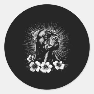 Boxer Hondenliefhebber Retro Style Tattoo _1 Ronde Sticker