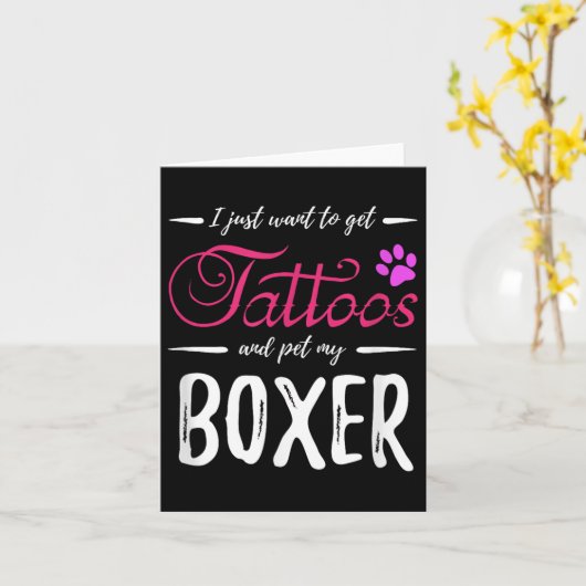 Boxer Hondenliefhebber Tattoo Shirt Funny Dog Mom Kaart (Gele Bloem)