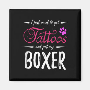 Boxer Hondenliefhebber Tattoo Shirt Funny Dog Mom  Magneet
