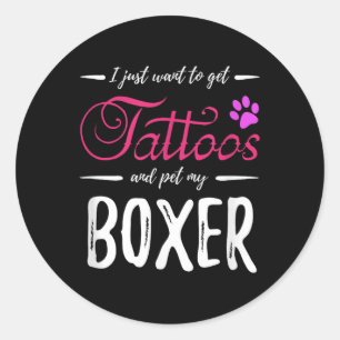 Boxer Hondenliefhebber Tattoo Shirt Funny Dog Mom  Ronde Sticker