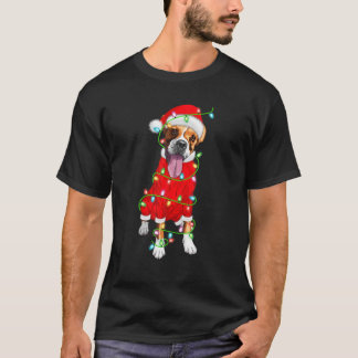 Boxer Hondenliefhebber Xmas Lighting Boxer Santa C T-shirt