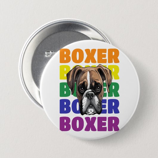 Boxer hondenliefhebbers klein cadeau ronde button 7,6 cm (Voorkant /achterkant)