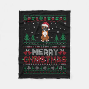 Boxer Hondenliefhebbers Santa Hat Kerstboom Lights Fleece Deken