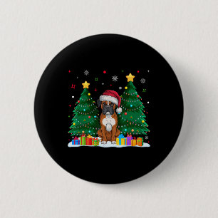Boxer Hondenliefhebbers Santa Hat Lelijke Kersttru Ronde Button 5,7 Cm