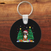 Boxer Hondenliefhebbers Santa Hat Lelijke Kersttru Sleutelhanger (Voorkant)