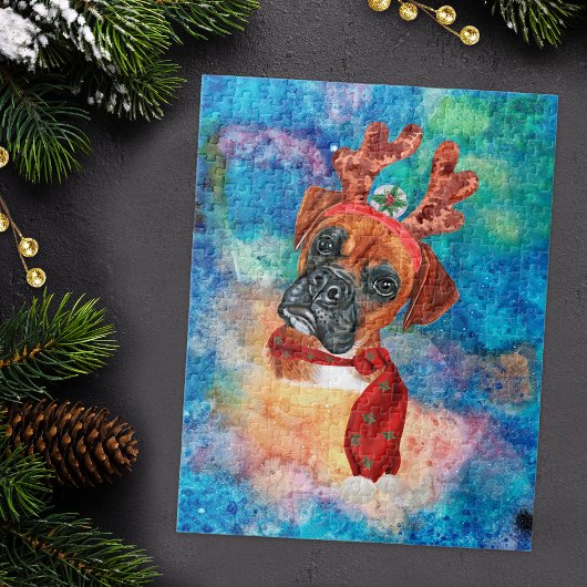 Boxer hondenras Kerstmis Legpuzzel