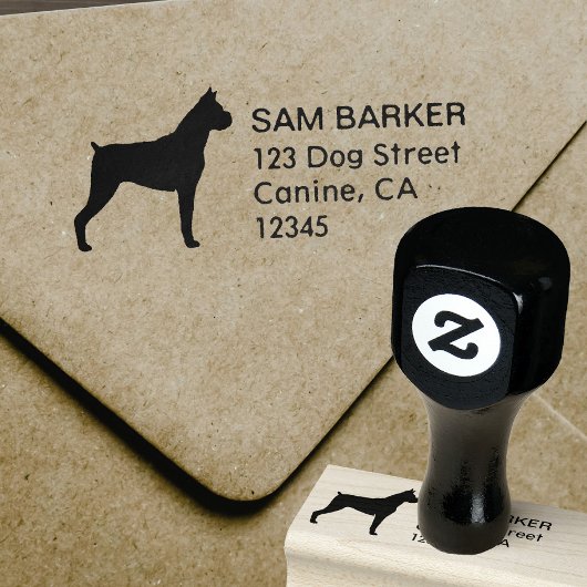 Boxer Hondenras Silhouet Retouradres Rubberstempel