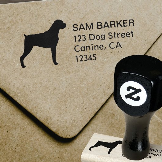 Boxer Hondenras Silhouet Retouradres Rubberstempel
