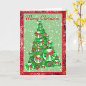 Boxer hondenras silhouet strik vrolijk kerstfeest kaart (Gele Bloem)