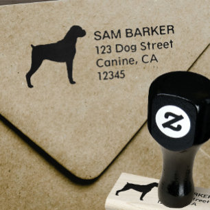 Boxer Hondenras Silhouette Return-adres Rubberstempel