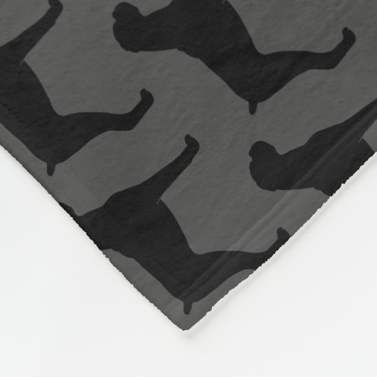 Boxer Hondenras Silhouettes Pattern Black and Grey Fleece Deken (Hoek)
