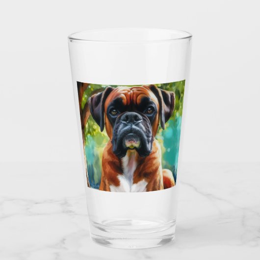 Boxer Hond🐾Wiggle Billen & Staart Kwispels Glas (Voorkant)