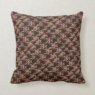 Boxer Houndstooth Woven Pattern in Brown Oranje Kussen