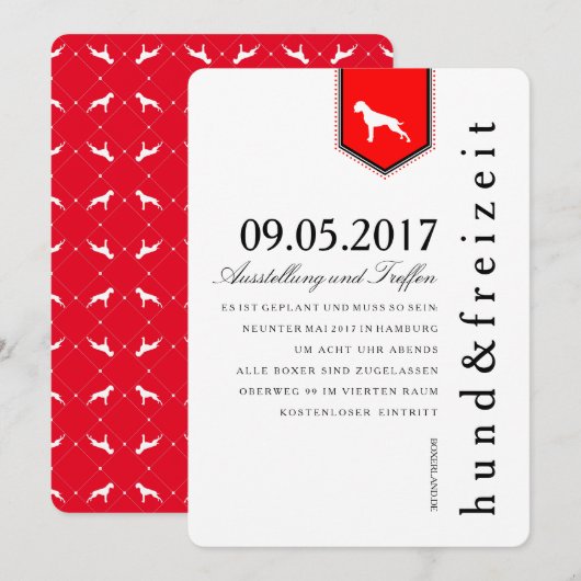 Boxer Hunde Einladung Kaart (Voorkant / Achterkant)