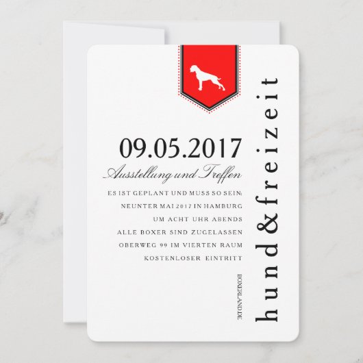 Boxer Hunde Einladung Kaart (Voorkant)