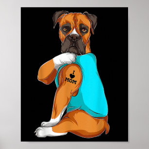 Boxer I Love Mam Tattoo Apparel, Dog Mam Gifts Mot Poster