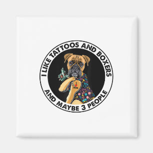 Boxer I Love Mam Tattoo Apparel, Dogs and Tattoos Magneet