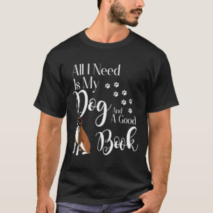 Boxer I Love My Dog Reading Books T-shirt