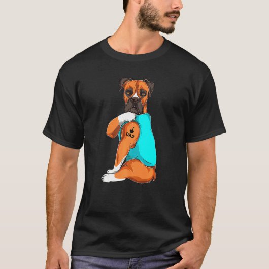 Boxer ik hou van Tattoo Apparel Dog Pap Dads T-shirt (Voorkant)