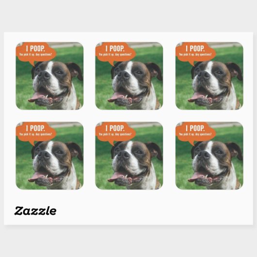 Boxer - Ik poep Vierkante Sticker (Vel)